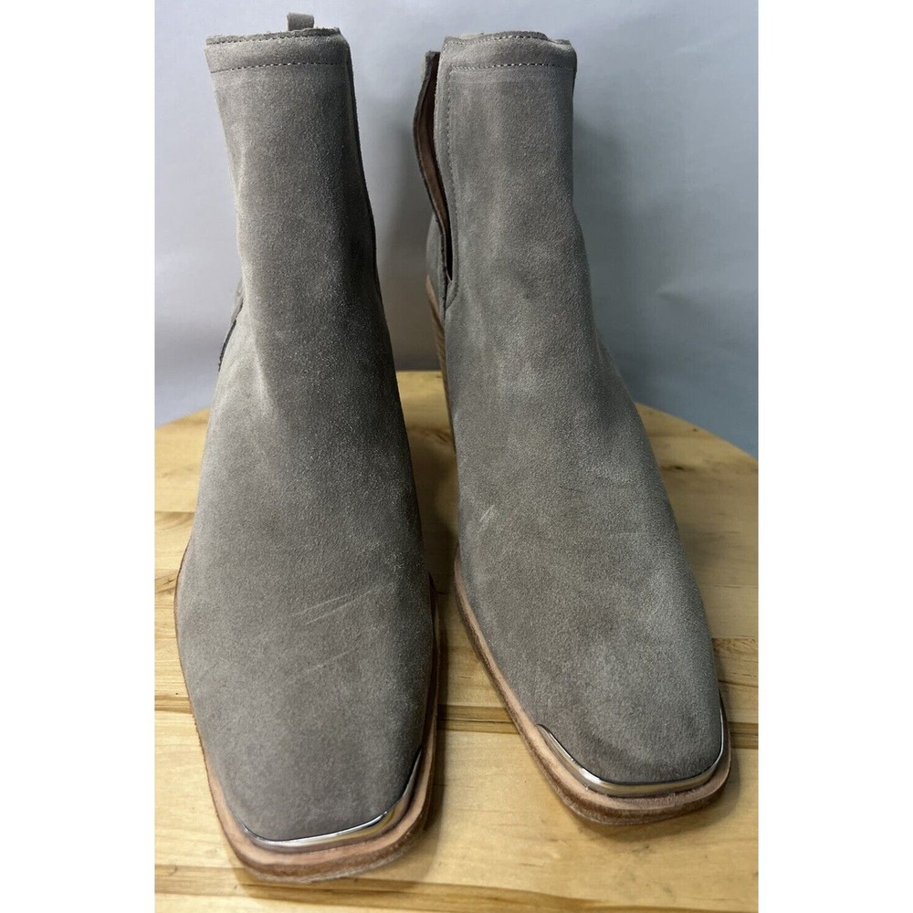 Jeffrey Campbell Cromwell Western Ankle Boots Beige Suede Square Toe Women's 11 - Picture 2 of 9